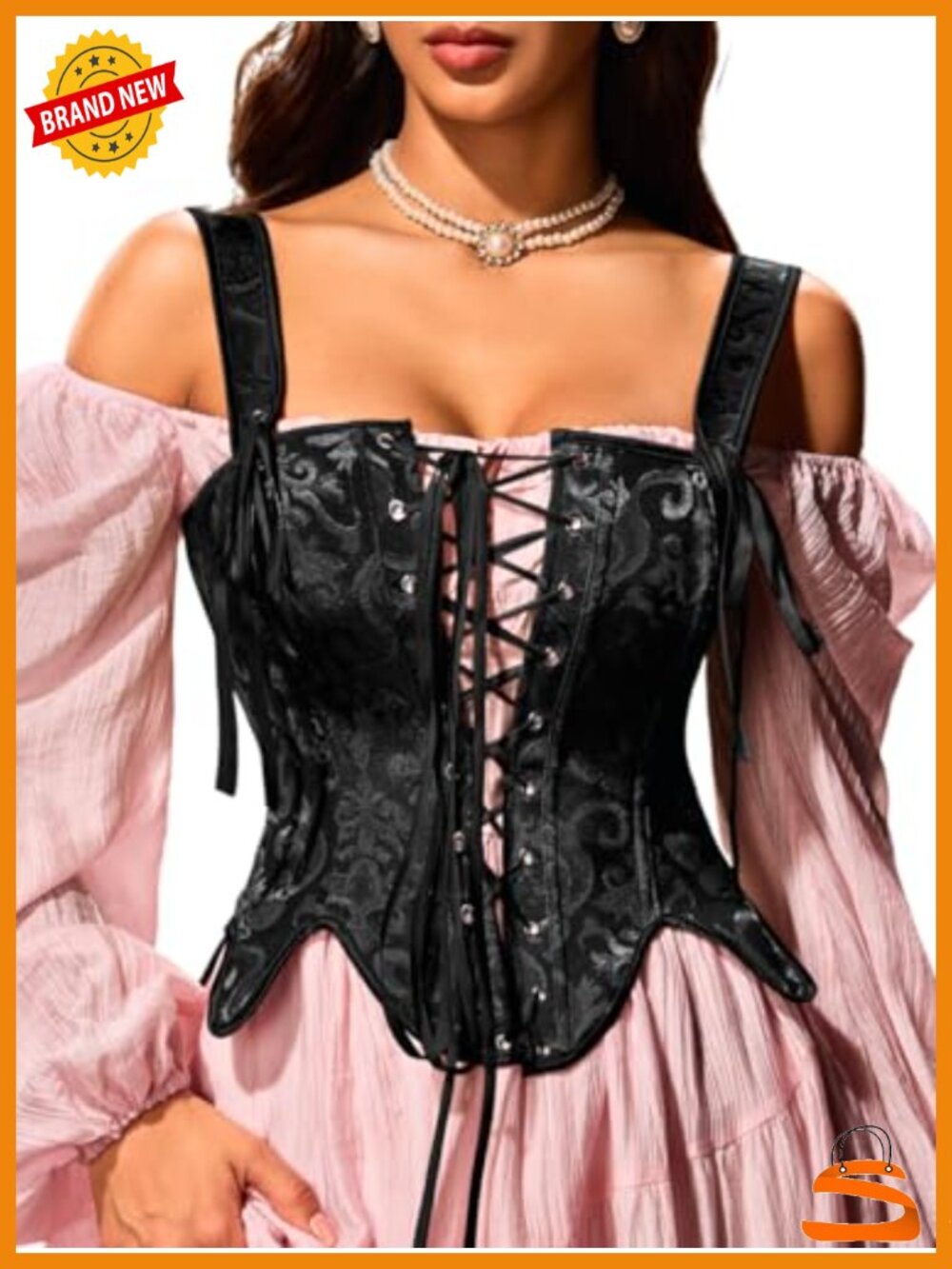Renaissance Fairy Corset, Vintage Jacquard Floral Lace Up Bustier Shapewear for